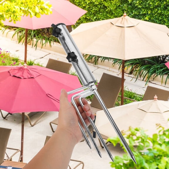ADDHAT Sand Umbrella Anchor 1Pack Iron for Beach Use Silver 18.1x9.8x9.8in