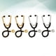 thumbnail image 5 of 1 paquete de 4 broches adorables de estetoscopio médico de dibujos animados, delicados y multiusos, para decoración de disfraces (dorados y plateados, 2 unidades cada uno), 5 of 5