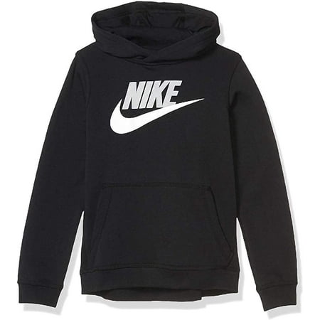 Nike Boy's Sportswear Club+ Hbr Pullover Hoodie, Black/Light Smoke Grey, Large