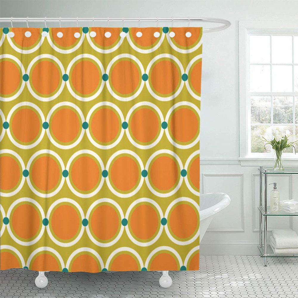 CYNLON Bright Retro 60S 70S Modern Bold Pattern Mod Bathroom Decor Bath Shower Curtain 66x72