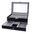 thumbnail image 1 of Caja de Reloj de Madera de Lujo para Hombre, Caja Organizadora de Anillos de Joyería, Tapa de Cristal, 6 Rejillas , Negro Yinane Caja de almacenamiento de reloj, 1 of 8