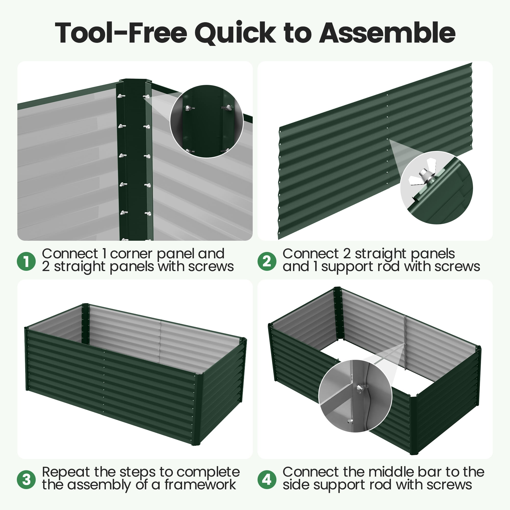 GVDV Raised Garden Bed 6x3x2ft Outdoor, Metal Raised Bed Kit for Backyard, Deep Root Planter Box for Gardening Vegetables, Fruits, Flowers, Rust-Proof, Easy Assembly