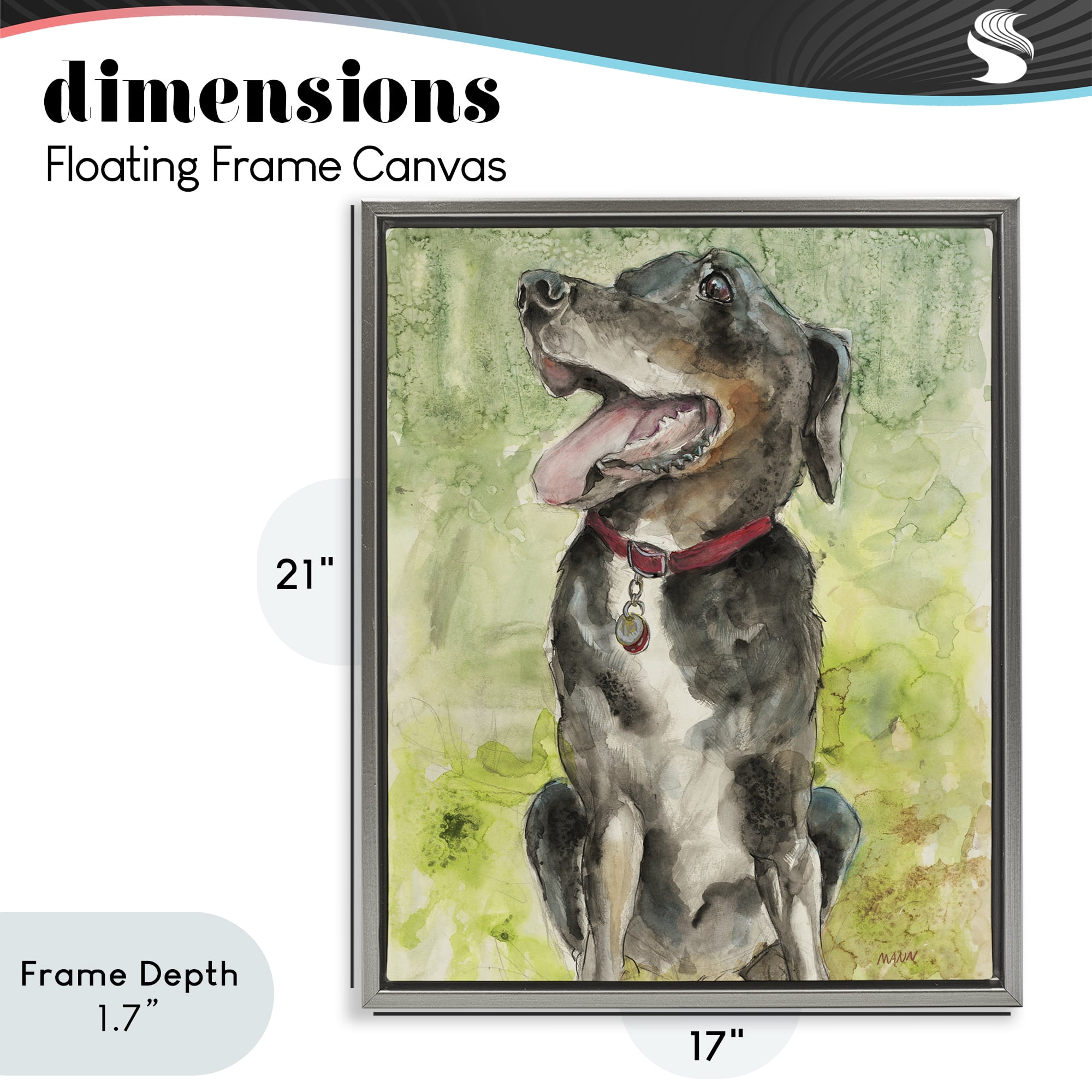 Stupell Industries A Dog's Happiness Gray Framed Floater Canvas Wall Art, design by Patti Mann