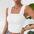 thumbnail image 6 of Lixiuxyad Tank Tops for Women Women's Solid Color Fashionable Sleeveless Open Navel Square Neck Shoulder Strap Vest Top(White M), 6 of 6