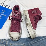 Men'S Versatile Canvas Shoes, High-Top Skate Shoes with a Vintage Worn Look
