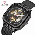 thumbnail image 2 of EXPLOJOY Men's Skeleton Square Mechanical Watch – Waterproof Automatic Timepiece with Mesh Strap & Fashion Design, 2 of 9