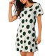 thumbnail image 2 of Easygdp Abstract Green Polka Dot Camisón de manga corta para mujer, informal, estampado, 2 of 6