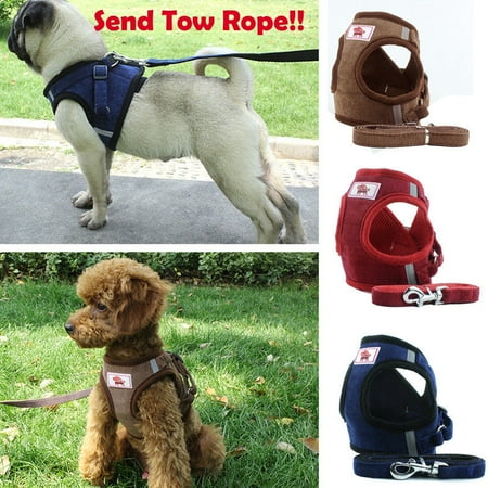 Adjustable Puppy Dog Pet Vest Harness Soft Nylon Leash Collar WalkOut Hand