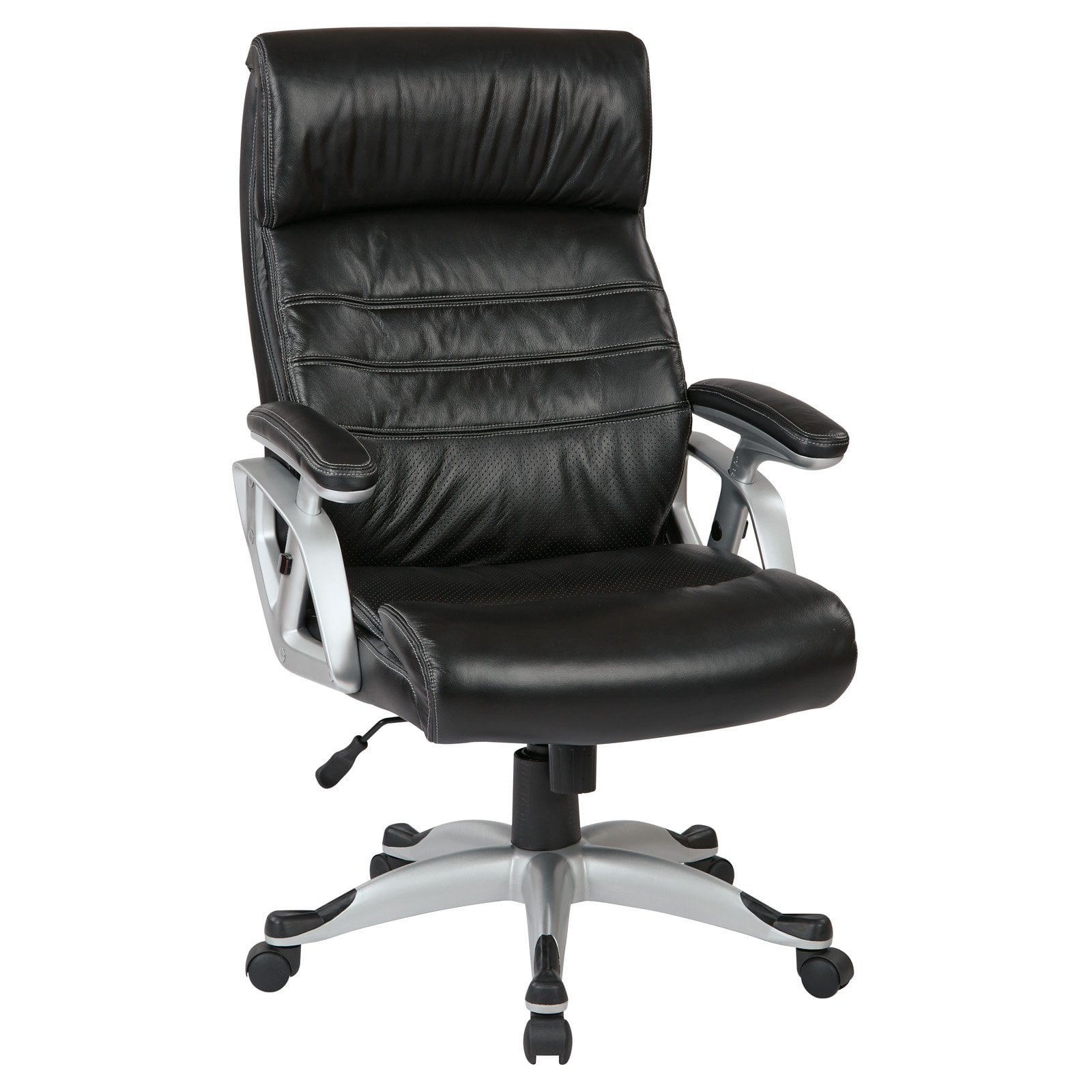 Executive Bonded Leather Chair with Adjustable Padded Arms, Multiple