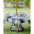 thumbnail image 4 of Fsddascl Elegant Floral Outdoor Tablecloth - 60 Inch Round Dining Table Cover, Modern Rustic Blue Butterfly Flowers Waterproof Outdoor Table Cloth with Umbrella Hole & Zipper for Picnic/Patio/Party, 4 of 7