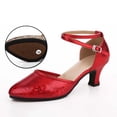 thumbnail image 6 of Women Dance Shoes 2.2" Ankle Strap Latin Dancing Heels Shining Glitter Stiletto Heels -Type E Red US Size 7.5, 6 of 6