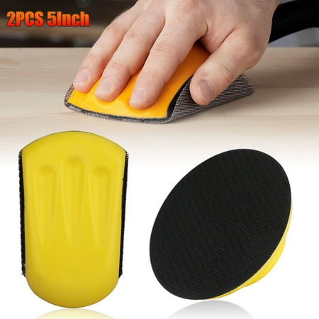 

2Pcs 5 Inch Mouse & Round Foam Hand Sanding Block Hook And Loop Disc Backing Pad