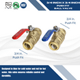 thumbnail image 3 of 10 Pcs XFITTING Push Fit 3/4 Inch x 3/4 Inch Push Fit Ball Valve Red and Blue, Hot and Cold,, 3 of 5