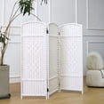 thumbnail image 5 of Furnnylane 3 Panel Rattan Divider Short Room Partition Screen,Double Sided Folding Divider for Room Separation,White,47.2" H x 47.2" W, 5 of 6
