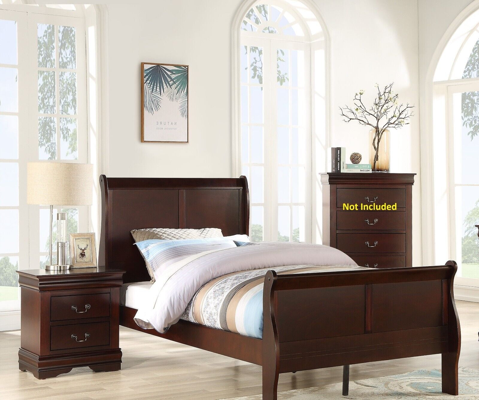 3pc Louis Philip Collection Transitional Twin Size Bedroom Set Panel