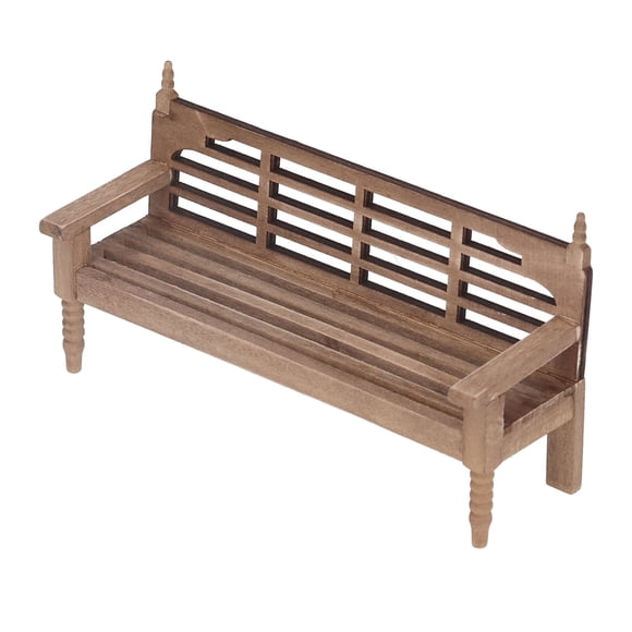 Miniature Wooden Park Bench, 1:12 Dollhouse Miniature Garden Bench Handmade Cognitive Development Improves Imagination Unpainted For Dollhouse Accessories