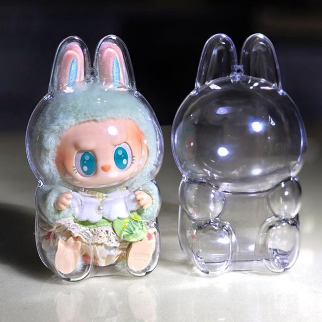 Bolsa Transparente de exposición de Figuras con Llavero Funda Protectora labubu de plástico para muñeca