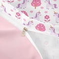 thumbnail image 4 of Metsweet Floral Unicorn Duvet Cover Queen, Chic Flowers Queen Bedding, Pink Purple White,Pink Reversible,3-Piece,1 Duvet Cover and 2 Pillowcases, 4 of 6