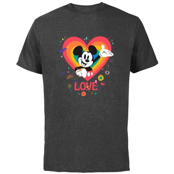 Disney Mickey Mouse Pride Rainbow Love Heart Doodles - Short Sleeve Cotton T-Shirt for Adults - Customized-Charcoal