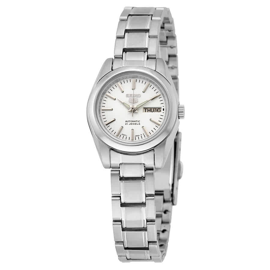 Seiko 5 Automatic Silver Dial Stainless Steel Ladies Watch SYMK13 ...