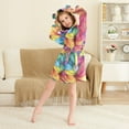 thumbnail image 3 of FORMRS Niños Bathrobe Unisex Hooded Robe Soft Plush Pajamas Sleepwear, Size 10-12T, Vibrant Leaves Pattern, 3 of 7