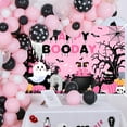thumbnail image 6 of Mocsicka Happy Booday Backdrop Pink Ghost Pumpkin Bat Banner for Girl Kids Birthday Cute Halloween Booday Birthday Decorations, 6 of 9