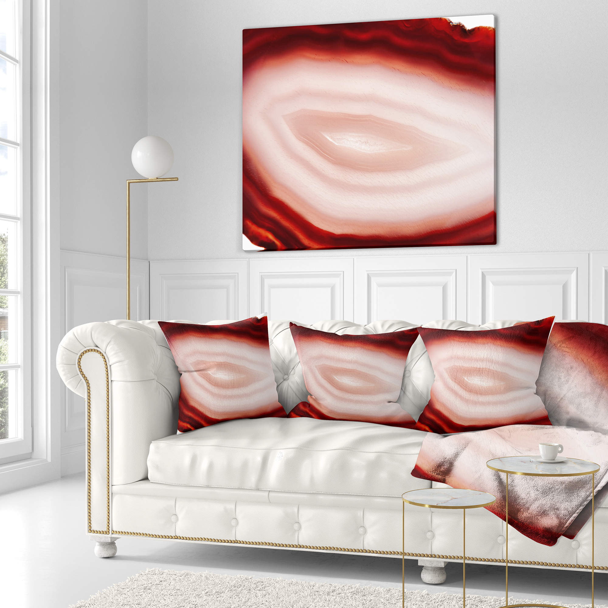 Designart Agate with Chalcedony Geological Crystal - Abstract Throw Pillow - 16x16
