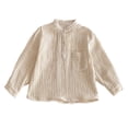 thumbnail image 7 of Fozruso Boys Striped Long Sleeve Shirt Soft Breathable Button Up Shirts for Toddler and Kids Daily Wear, 7 of 7