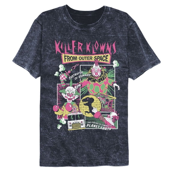 Killer Klowns In Outer Space Comic Boxes Mineral Wash Navy Adult T-Shirt