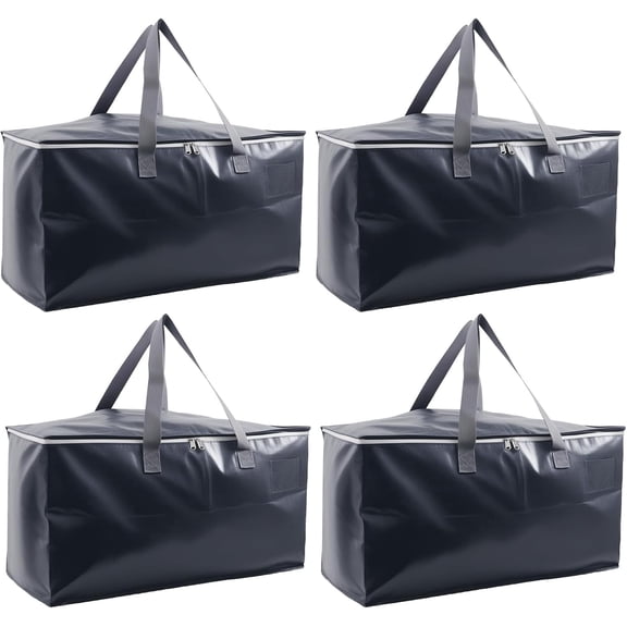 GYTF 4 Pack Large Moving Bags, Heavy Duty Tote Bags, Storage Totes with Sturdy Zippers & Reinforced Handles, Packing Moving Boxes for Space Saving (Grey),Tag Pocket Included Sturdy Zippers