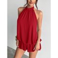 thumbnail image 6 of Women's Solid Color Casual Halter Mini Bubble Dress, Summer Dresses For Women, 6 of 10