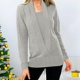 thumbnail image 2 of EQWLJWE Blouses à Manches Longues pour Femmes Mode Femmes Hiver Chandail à Manches Longues Col en V Chandail Décontracté Tops, 2 of 6