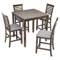 thumbnail image 6 of PAPROOS Solid Wood Dining Table, Counter Height Square Kitchen Table for Small Space, Farmhouse Acacia Wooden Dinner Table for 4, Walnut(Only Table), 6 of 6