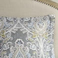 thumbnail image 5 of King Size 6-Piece Grey Cotton Comforter Set with Damask Pattern, Includes Comforter, Shams, Bedskirt & Decorative Pillows, 5 of 15