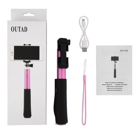 OUTAD bl uetooth Selfie Stick Aluminum Wireless Shutter Stick Extendable