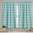 thumbnail image 2 of Ambesonne Turquoise Valance & Curtain, Sea Life Curved Lines, 55"x36", White and Pale Blue, 2 of 6