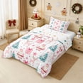 thumbnail image 2 of Erosebridal Pink Santa Full Size Comforter Sets 3-Piece,Pastel Christmas Bedding Comforter Set,Pink White,Reversible,1 Comforter and 2 Pillowcases, 2 of 6
