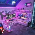 thumbnail image 2 of Aheaplus L Shaped Computer Desk with Shelves and Bag, Reversible Gaming Desk with LED Strip and Power Outlets, 2 of 7