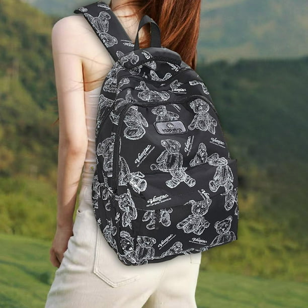 Mochila para mujer Mochila con bolsillos laterales Mochila de nailon de moda informal Mochilas para mochileros Acampar Senderismo al aire libre Ninas negro Fernando Mochila de viaje Walmart en linea