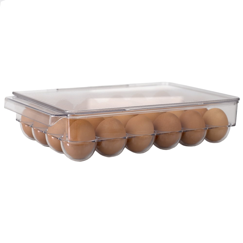 Home Basics 24 Compartment BPA Free Plastic Egg Holder With Lid, Clear