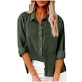 thumbnail image 2 of Aueoeo Womens Lightweight Shirts Button Up Shirts Long Sleeve Linen Shirt Oversized Basic Blouses Tops with Two Pocket, 2 of 4