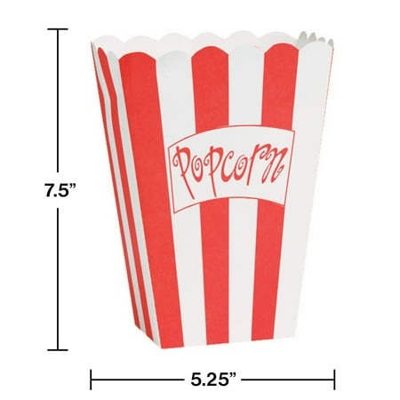 

Club Pack of 96 Large Red and White Striped Reel Hollywood Popcorn Boxes 7.5