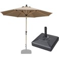 thumbnail image 1 of PURPLE LEAF 6' x 9' Patio Umbrella with Base Market Umbrella Rectangular Outdoor Umbrella with Push Button Tilt & Crank and 8 Ribs Aluminum Table Umbrella for Pool Backyard Beach, Taupe, 1 of 7