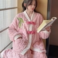 thumbnail image 2 of Pijama de franela de lana de Coral para mujer, conjunto de ropa de dormir de gran tamaño, 120Kg, flores y plantas, tipo grueso, Otoño e Invierno, 2 of 5
