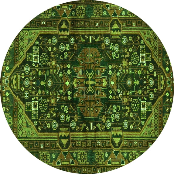 Ahgly Company Indoor Round Persian Green Traditional Area Rugs, 8' Round