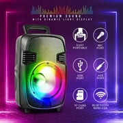 TOPTECH BULL-8 Bluetooth Party Speaker, 8" Woofer, 3000W, Disco Light, Black