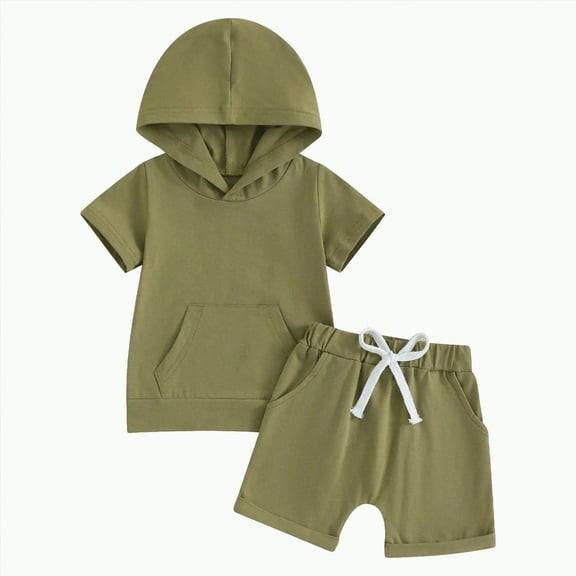 Baby Boy Outfits Toddler Boys Shorts CLothes Set Kids Summer Cotton Hooded Printed Short Sleeved Training 6M 12M 18M 24M 3T 4T Clothing Sets T-Shirt Tops Shorts 2-Piece