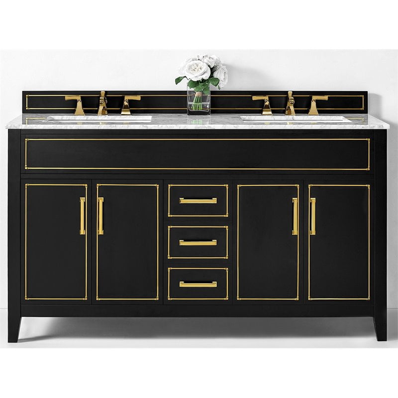 Ancerre Designs Aspen 60" Transitional Wood Bathroom Vanity Set in ...