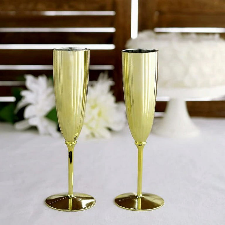 La Fete Golden Decal Champagne Flutes Set of 6