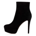 thumbnail image 2 of YDN Women Classic Platform Stiletto High Heel Booties Round Closed Toe Side Zip Ankle Boots Winter Office Dressy Shoes Size 11 Black, 2 of 4